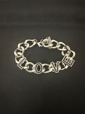 LOVE Charm Silver Chain Bracelet